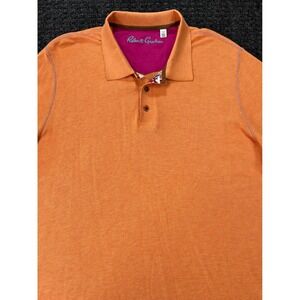 Robert Graham Mens 2XL Orange Heathered Short Sleeve Polo Shirt Classic Fit